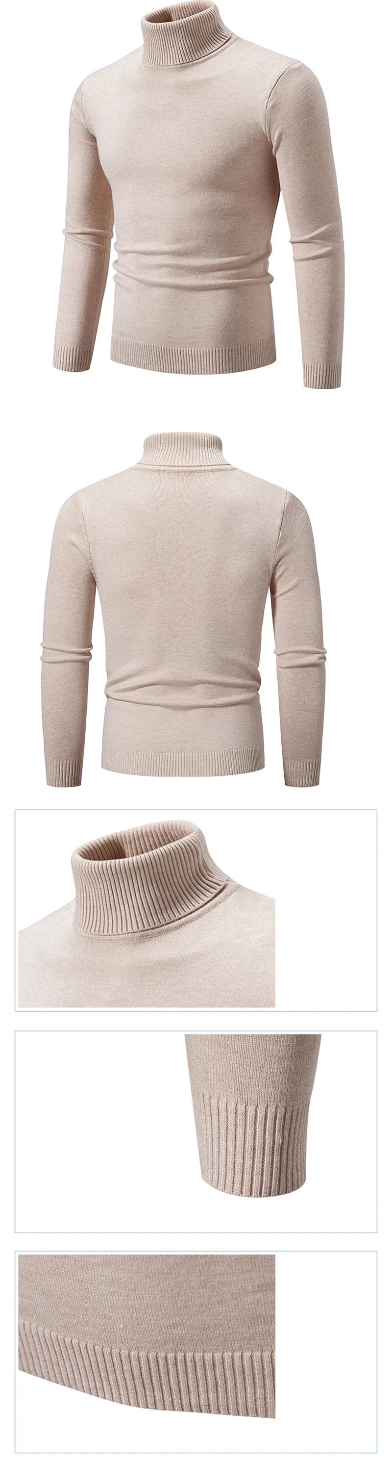 Pull Col Roulé Homme Luxe — Coupe Longue Couleur Unie Chaud Streetwear Minimaliste | ANIMAL GAME