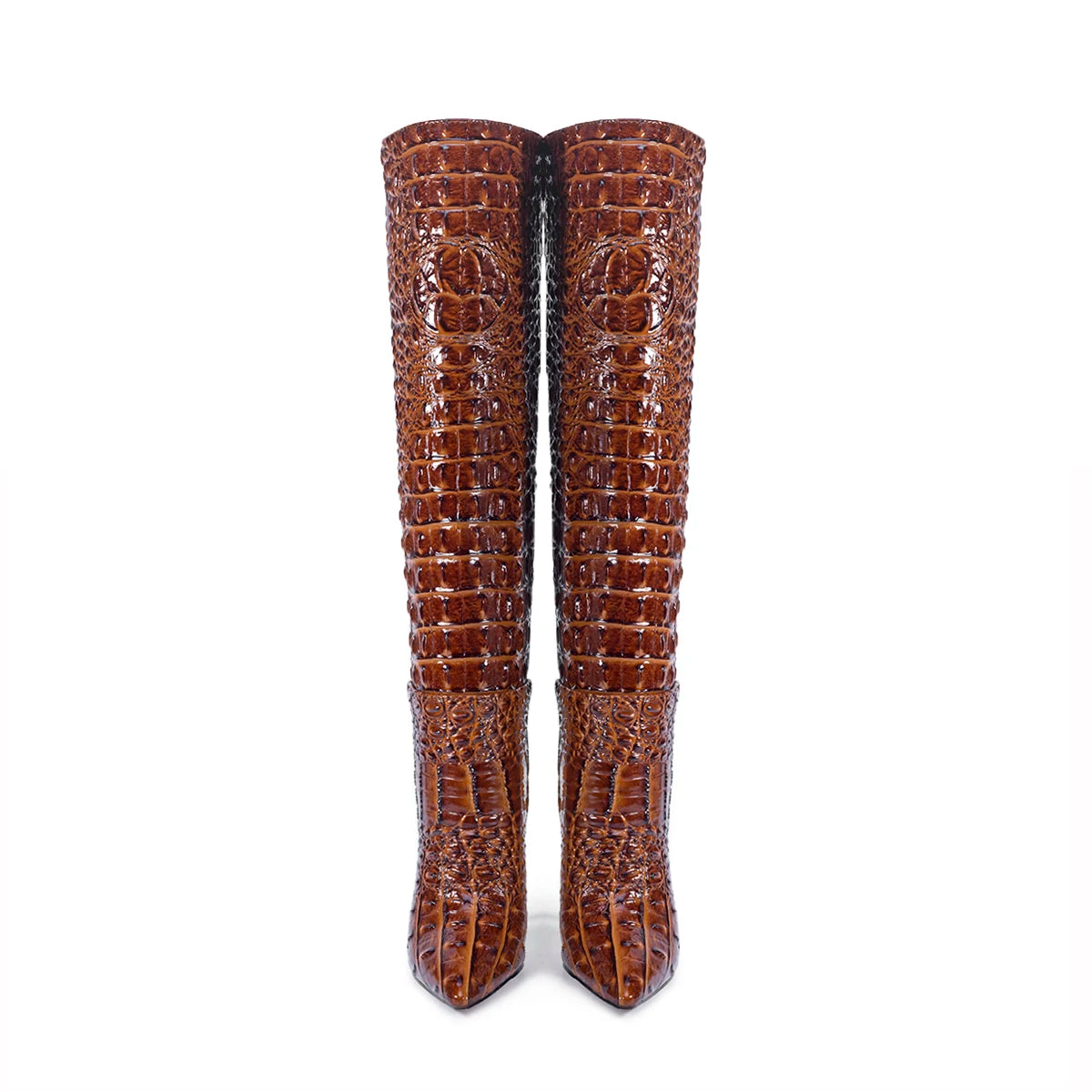 Bottines Western Talon Aiguille Style Rétro — Effet Crocodile Luxe Tailles 35-47
