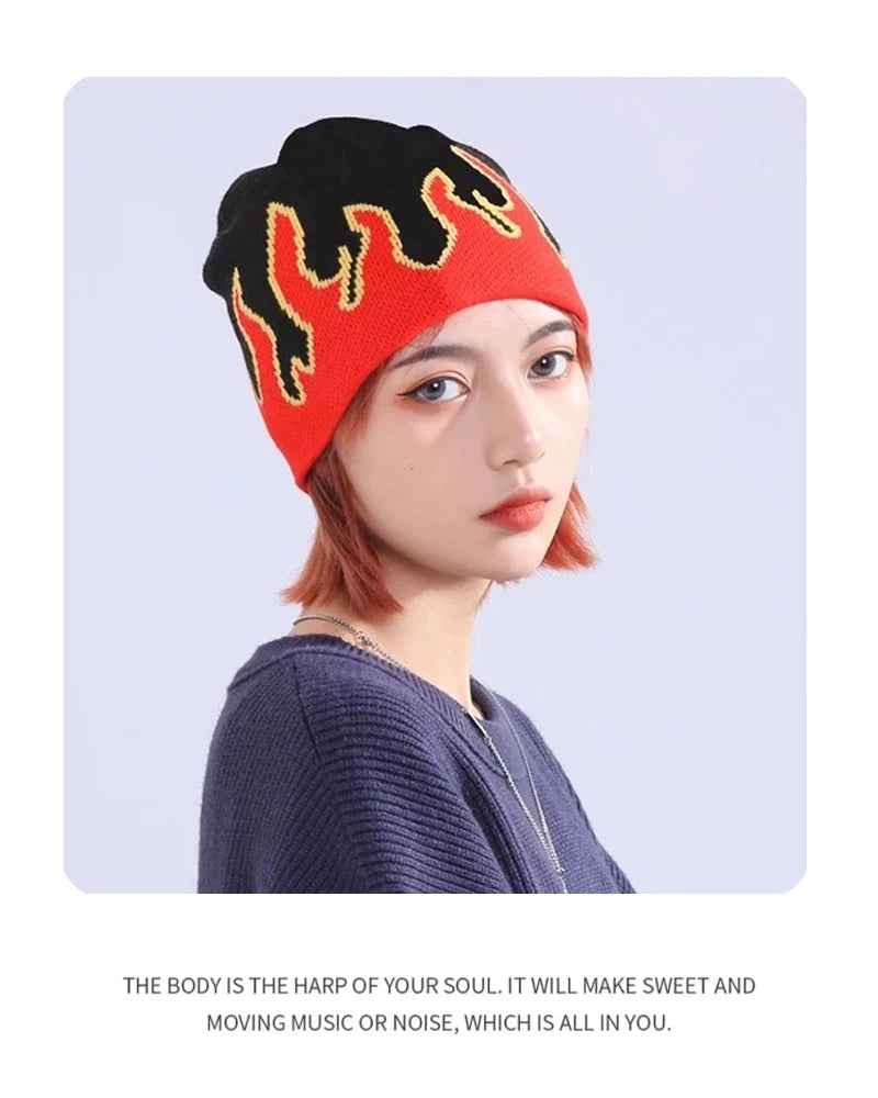 Bonnet en Laine avec Lettres – Style Hip-Hop Y2K Unisexe | Chaud & Tendance Automne Hiver