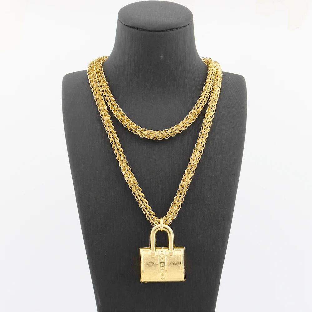 Collier Pendentif Carte d'Afrique – Plaqué Or 18K – Chaîne 100 cm – Mixte