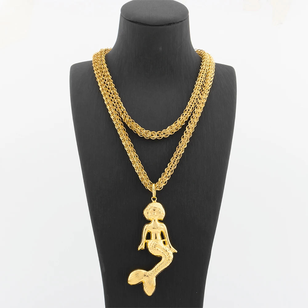 Collier Pendentif Carte d'Afrique – Plaqué Or 18K – Chaîne 100 cm – Mixte
