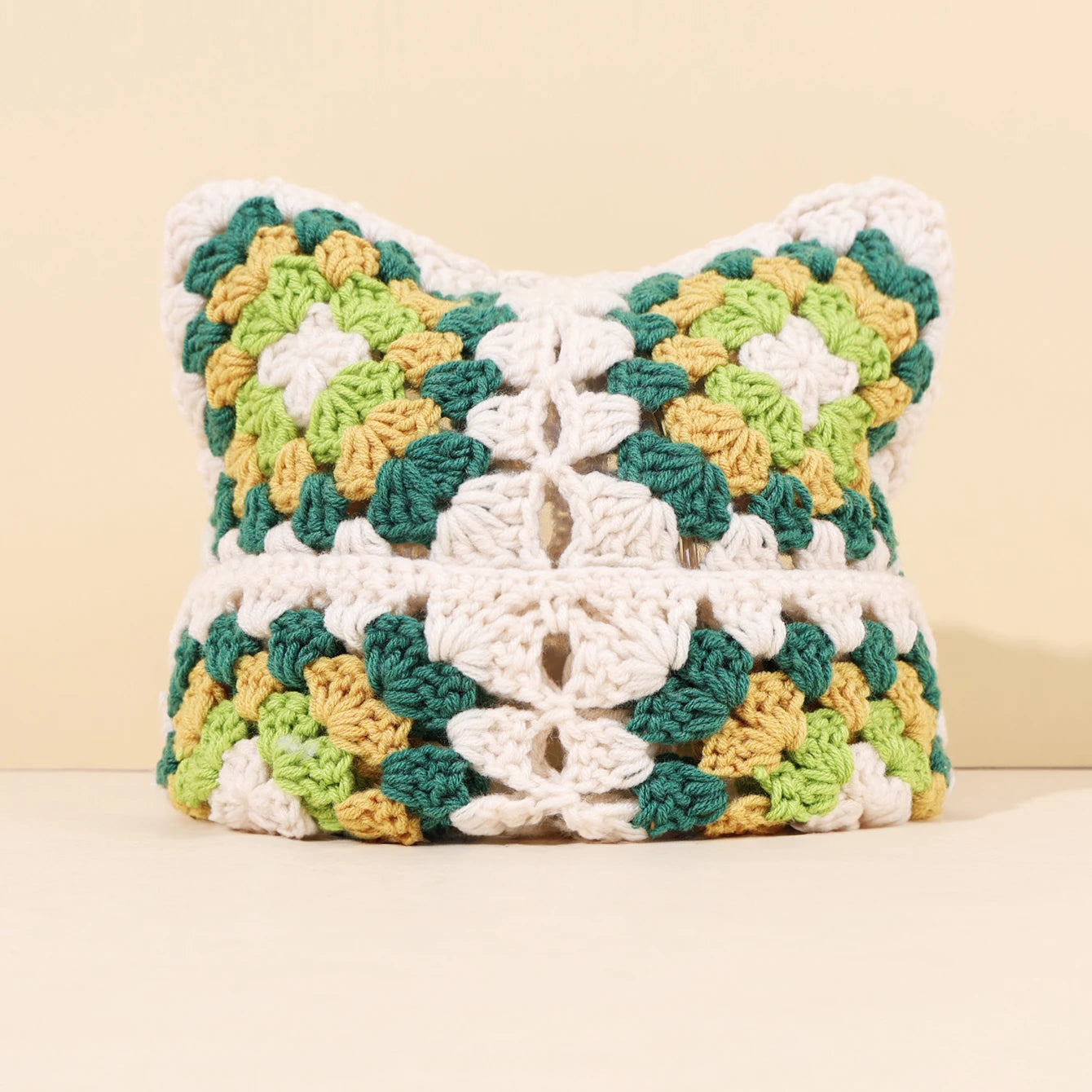 Bonnet Oreilles de Chat Crocheté à la Main – Tricot Chaud Unisexe | Automne Hiver