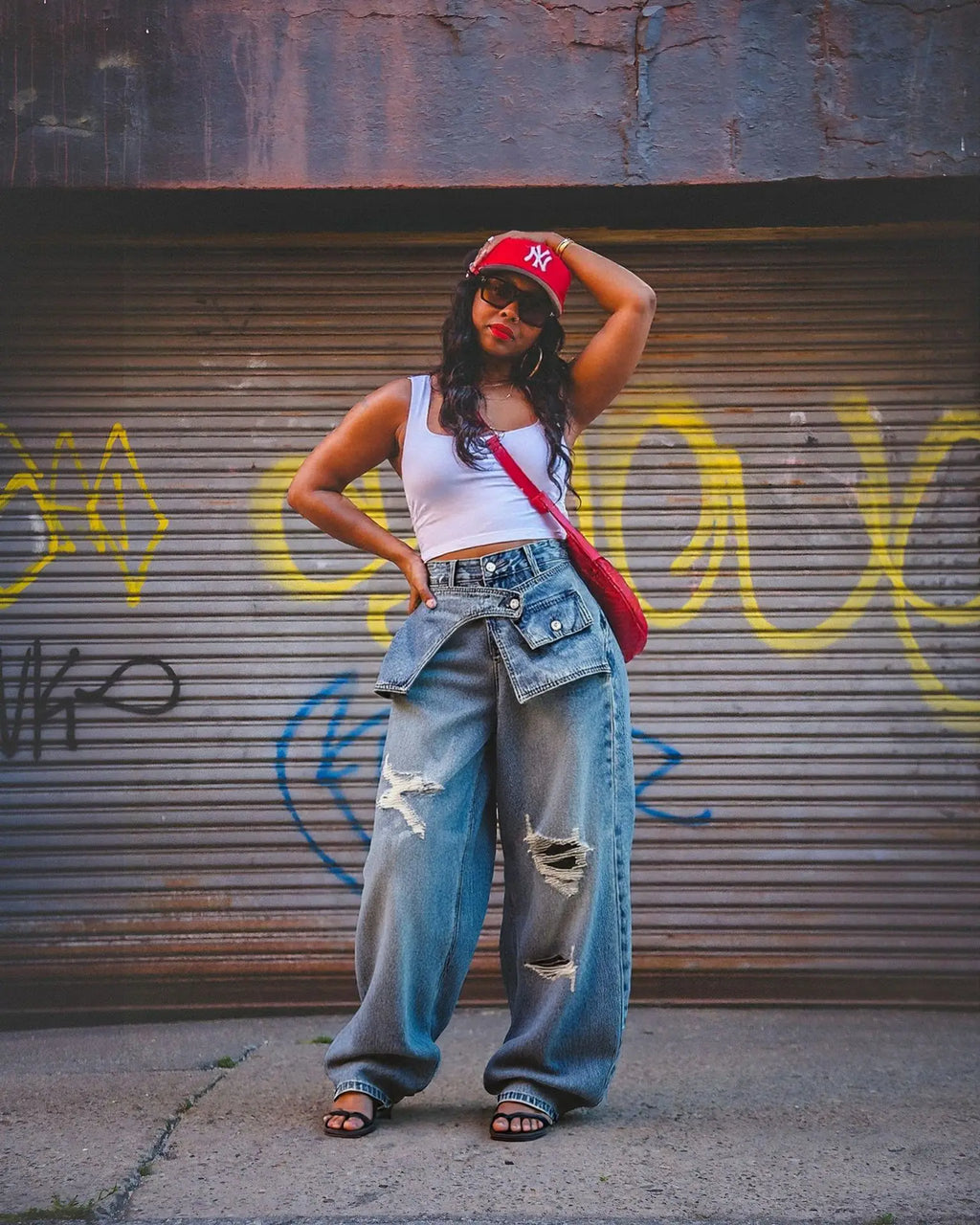 Jean Droit Déchiré Femme — Taille Mi-Haute, Effet Vieilli, Style Streetwear Vintage | Wulend