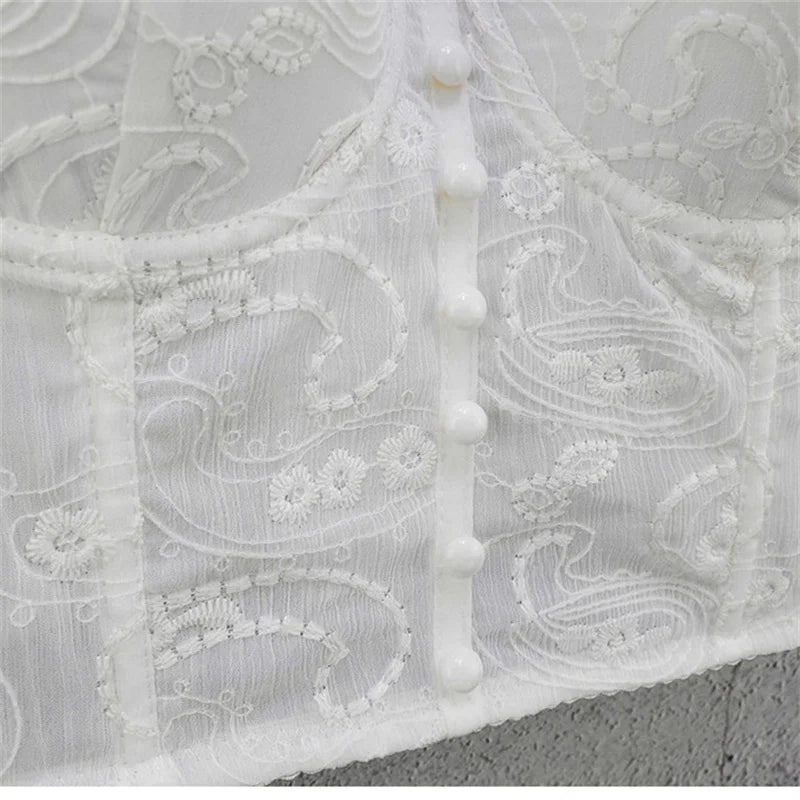 Top Corset Court Sexy Y2K Club Décor Perles — Camisole Shaper Été Visivane