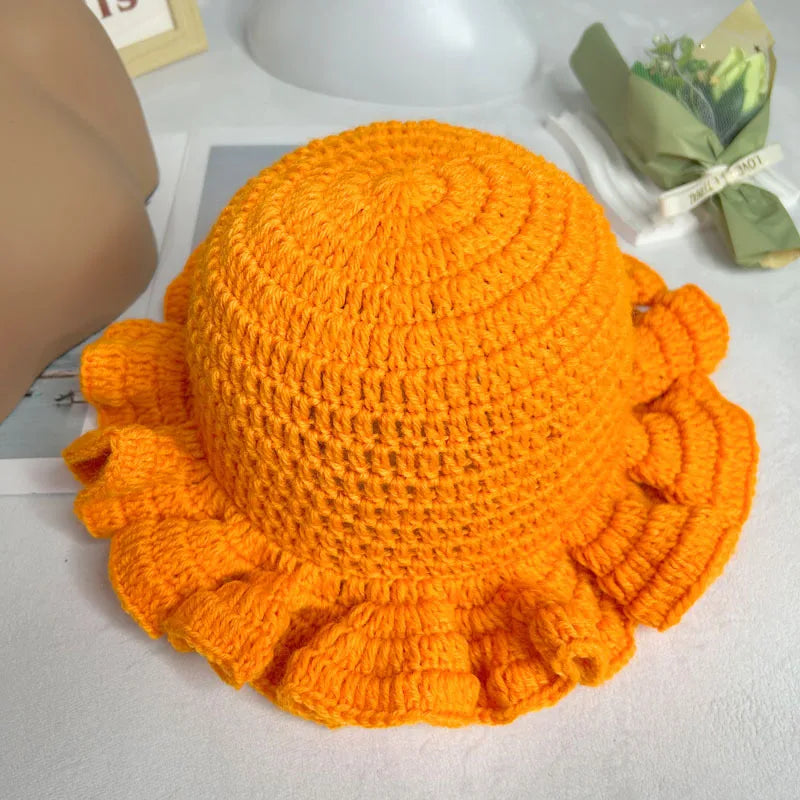 Chapeau Seau Conique Crocheté à la Main – Bob Pêcheur Élégant | Protection Solaire Femme