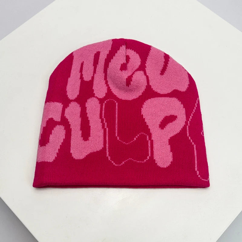 Bonnet en Laine avec Lettres – Style Hip-Hop Y2K Unisexe | Chaud & Tendance Automne Hiver