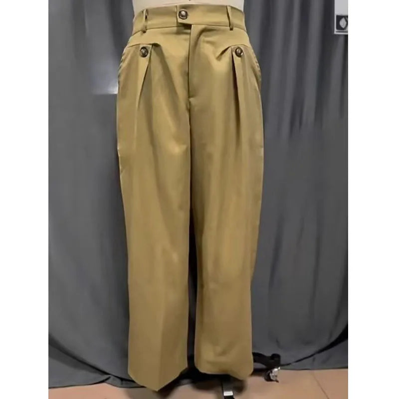Pantalon de Costume Décontracté Homme — Coupe Droite Ample, Taille Haute, Plisé | Oldyanup