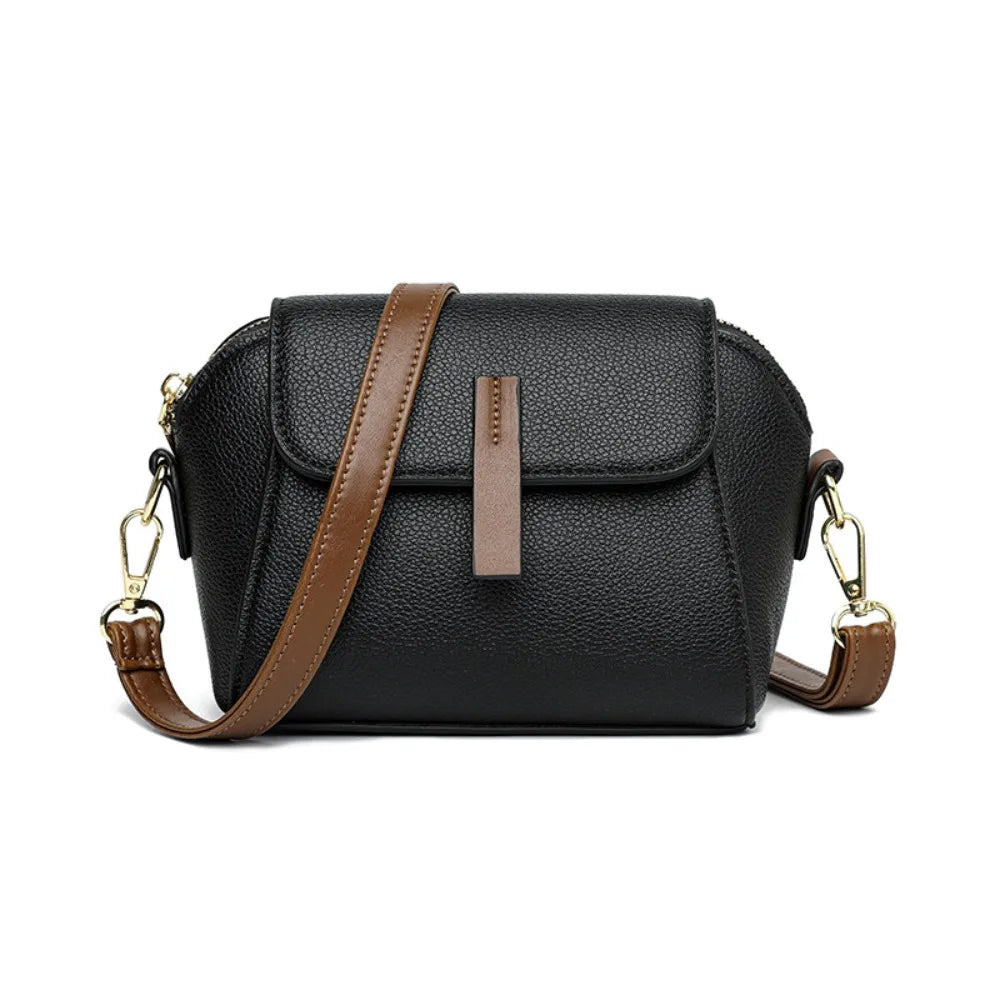 Sac Seau en Cuir Véritable — Sacoche Bandoulière Luxe Couleur Unie