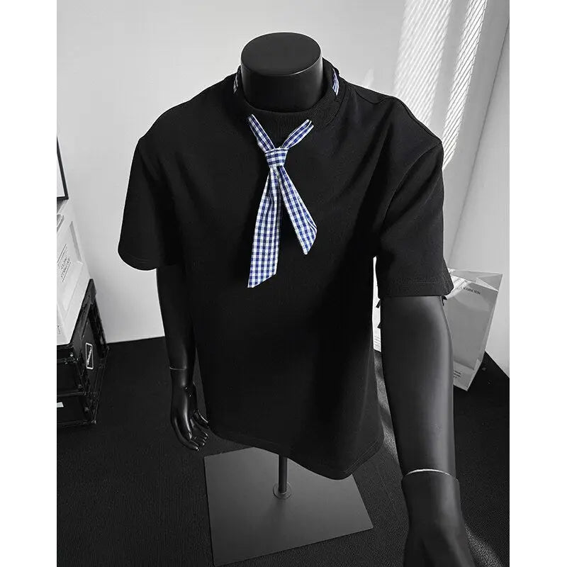 T-Shirt Col Rond Manches Courtes — Style Marin Premium, Collection Été Urbaine Couple