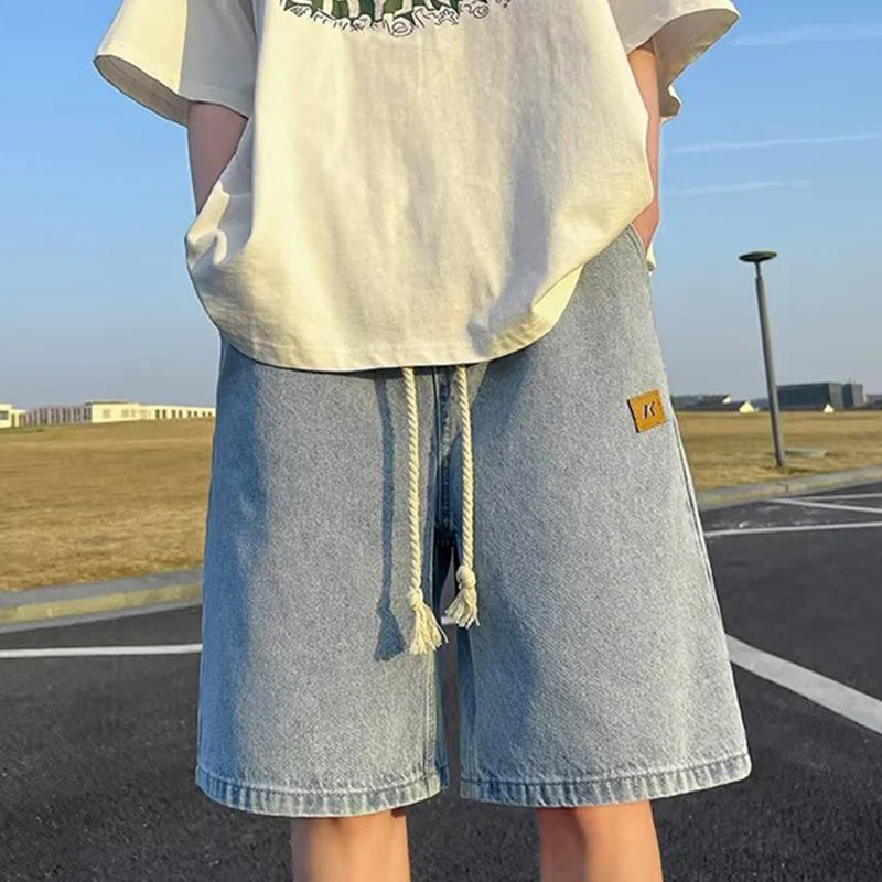 Short Jean Ample Jambe Large Décontracté Sport — Longueur Genou Été Homme 3 Coloris