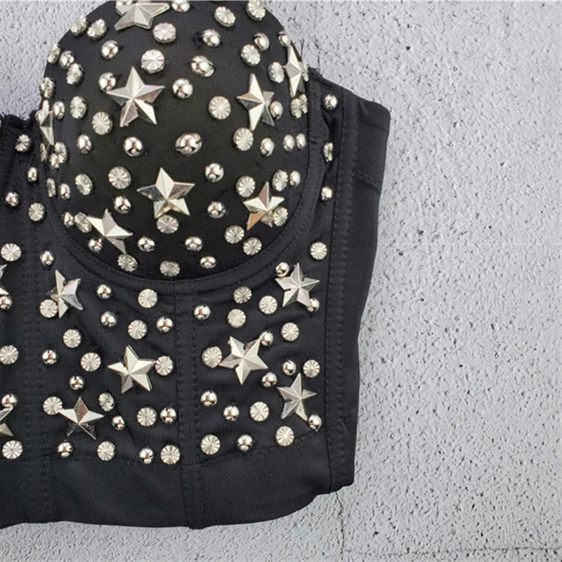 Top Corset Court Sexy Y2K Club Décor Perles — Camisole Shaper Été Visivane