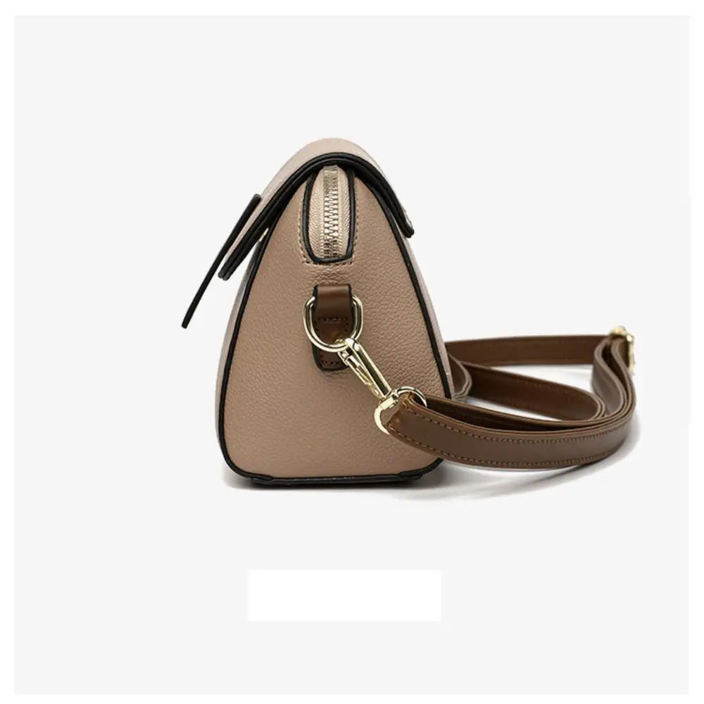 Sac Seau en Cuir Véritable — Sacoche Bandoulière Luxe Couleur Unie