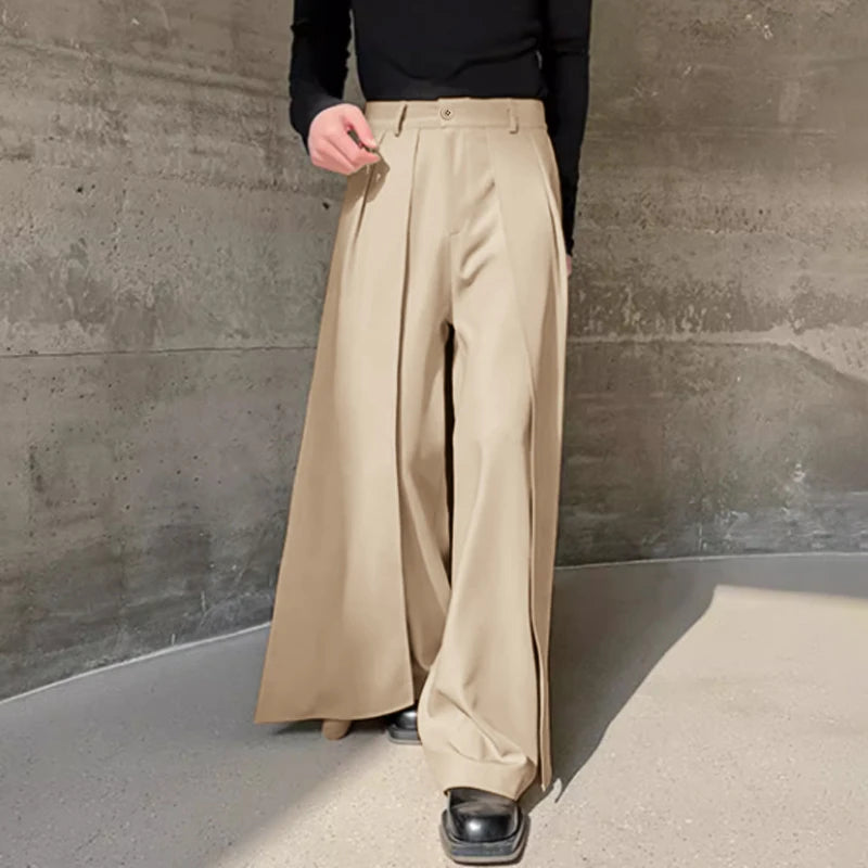 Pantalon Irrégulier Couleur Unie — Jambes Larges, Bouton, Streetwear Décontracté | INCERUN 2024