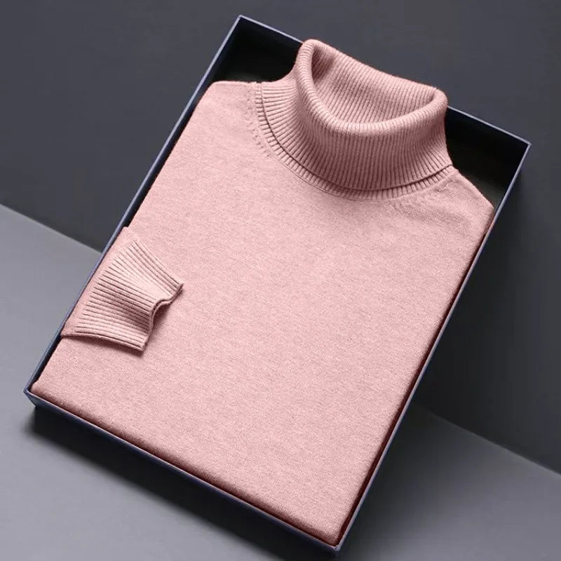 Pull Col Roulé Homme Luxe — Coupe Longue Couleur Unie Chaud Streetwear Minimaliste | ANIMAL GAME