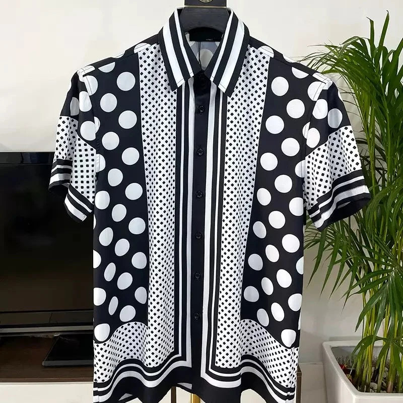 Chemise Homme Manches Courtes Été 2026 — Imprimé Baroque Style Palais Luxe Léger Hawaïenne Décontractée