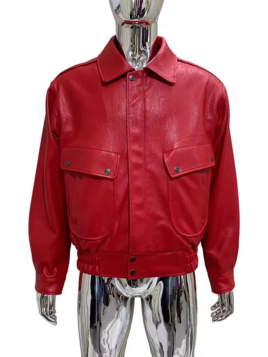 Veste Courte Simili Cuir Homme — Col Rabattu, Fermeture Éclair, Style Luxe | Mauroicardi 2025