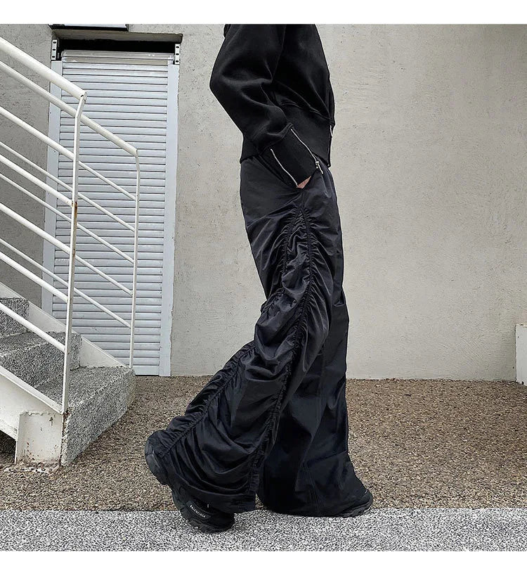 Pantalon Décontracté Homme — Style Sombre Froissé, Taille Élastique | Streetwear