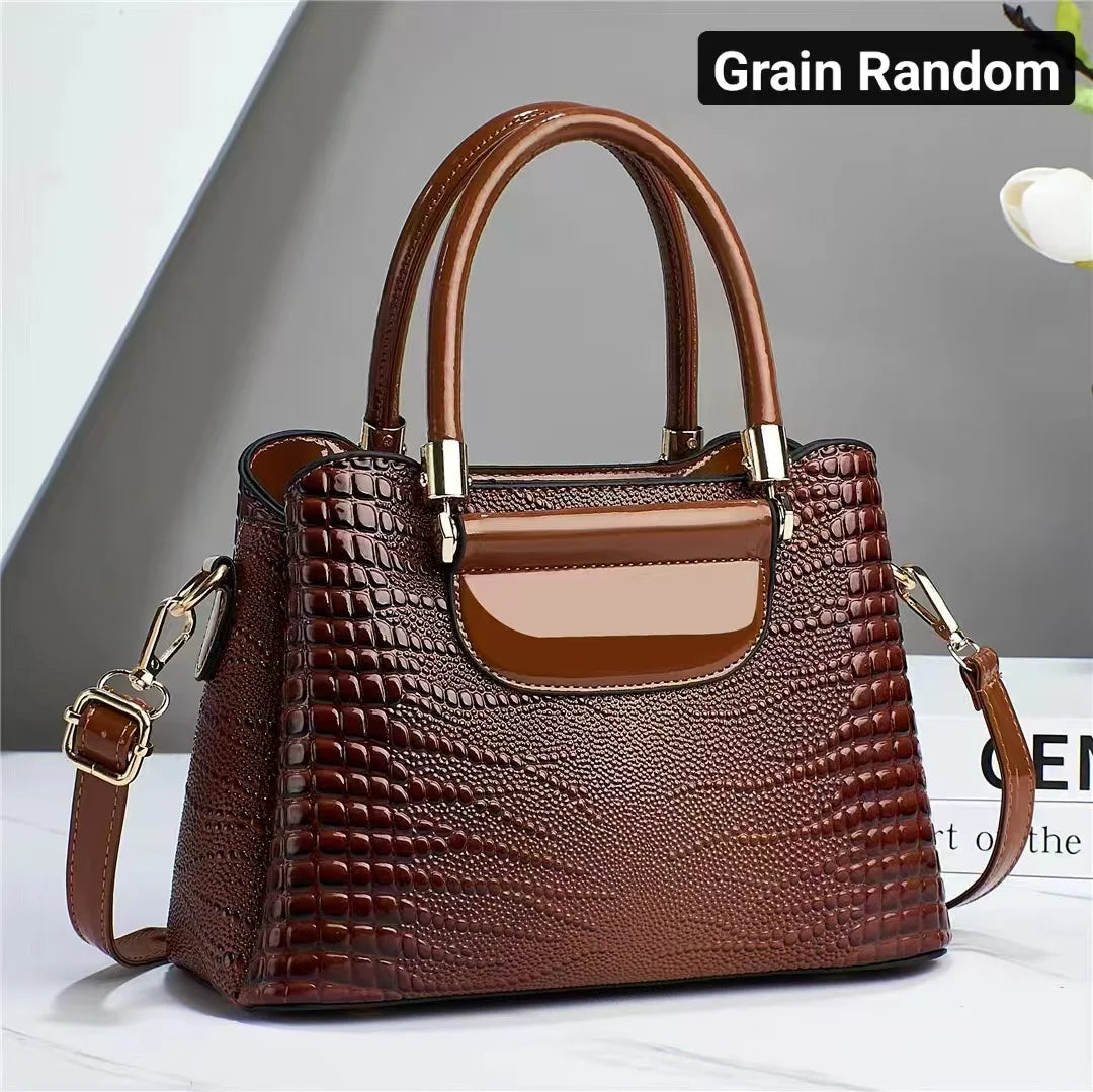 Sac Bandoulière Crocodile Rétro Style Motard — Grande Capacité Luxe Femme