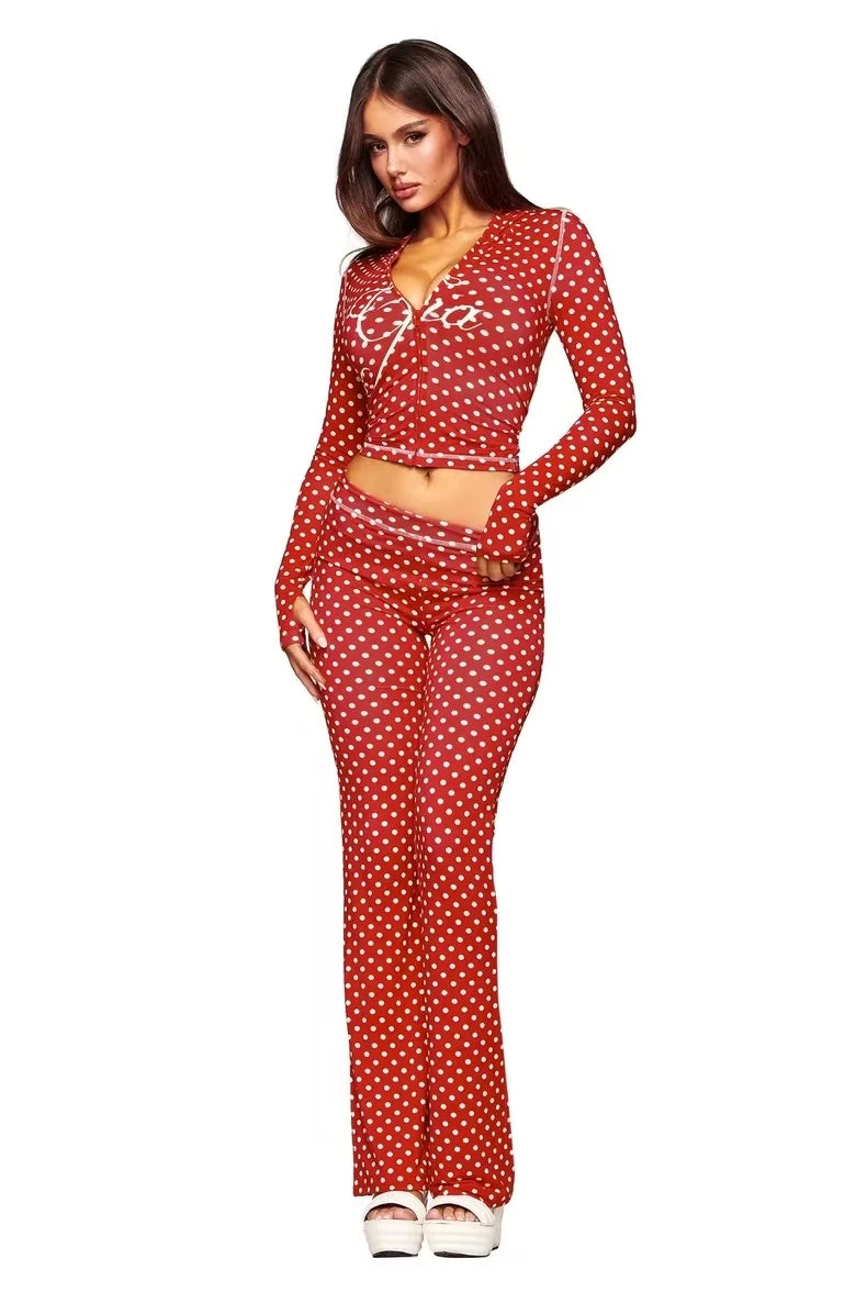 Ensemble veste courte à capuche zippée et pantalon, coupe slim, imprimé lettres, design à fils apparents, GIA