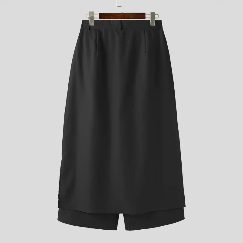 Pantalon Irrégulier Couleur Unie — Jambes Larges, Bouton, Streetwear Décontracté | INCERUN 2024