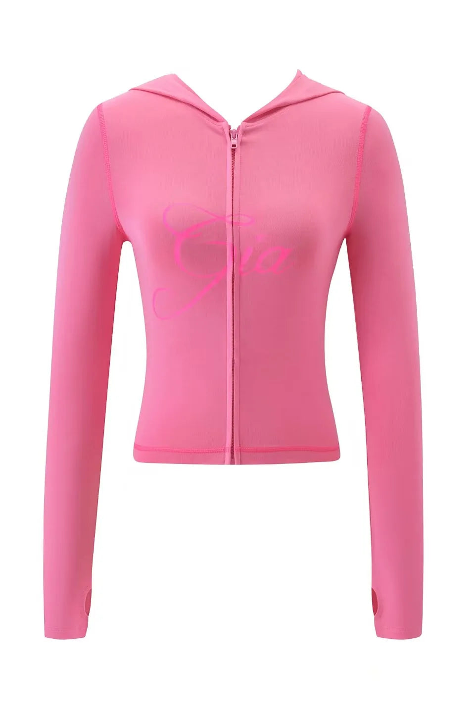 Ensemble veste courte à capuche zippée et pantalon, coupe slim, imprimé lettres, design à fils apparents, GIA