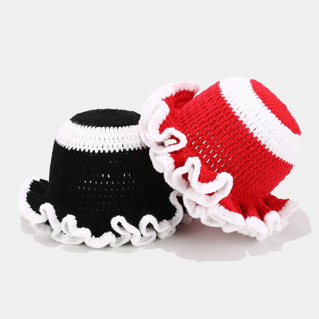 Bob Tricoté Crochet Main — Volants Colorés Tendance Chaud Luxe Artisanal Femme Hiver | CALURIRI