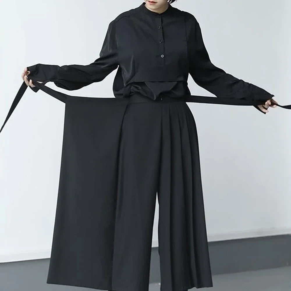 Pantalon Plissé Double Couche — Jambes Larges, Taille Haute, Coupe Droite Unisexe | CEENIU