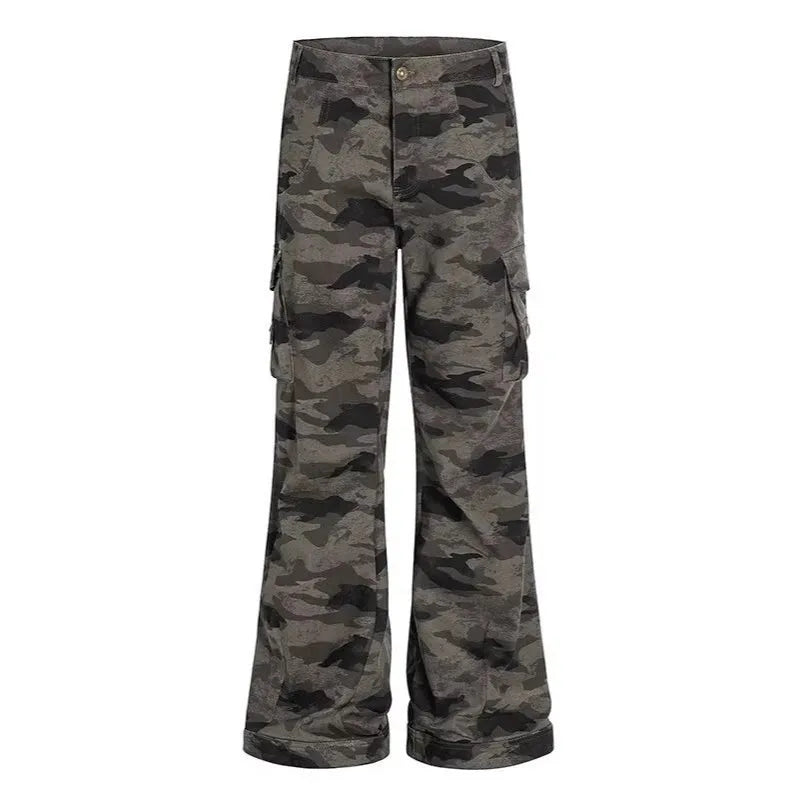 Jean Camouflage High Street — Coupe Droite Multi-Poches, 100% Coton | Unisexe