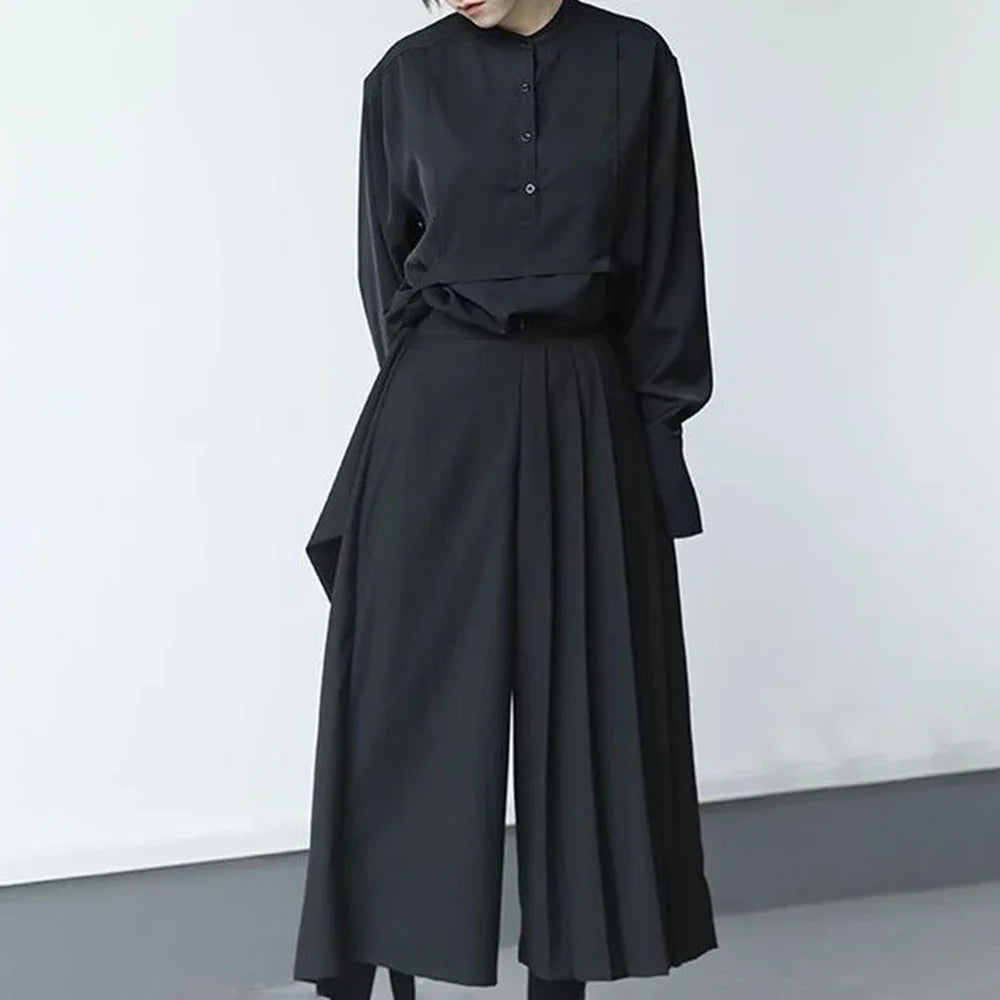 Pantalon Plissé Double Couche — Jambes Larges, Taille Haute, Coupe Droite Unisexe | CEENIU
