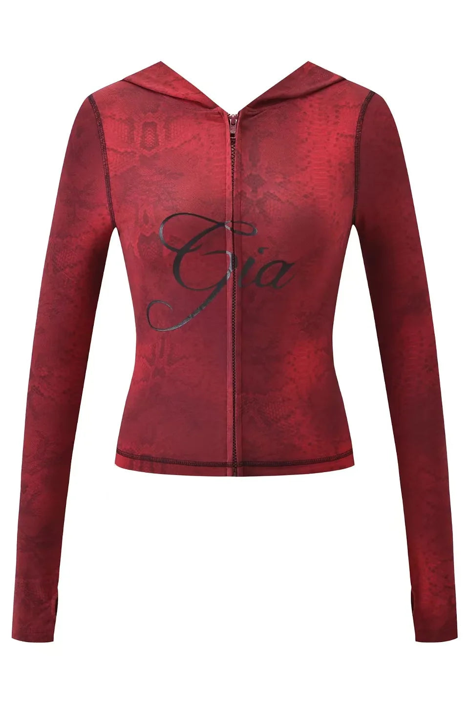 Ensemble veste courte à capuche zippée et pantalon, coupe slim, imprimé lettres, design à fils apparents, GIA