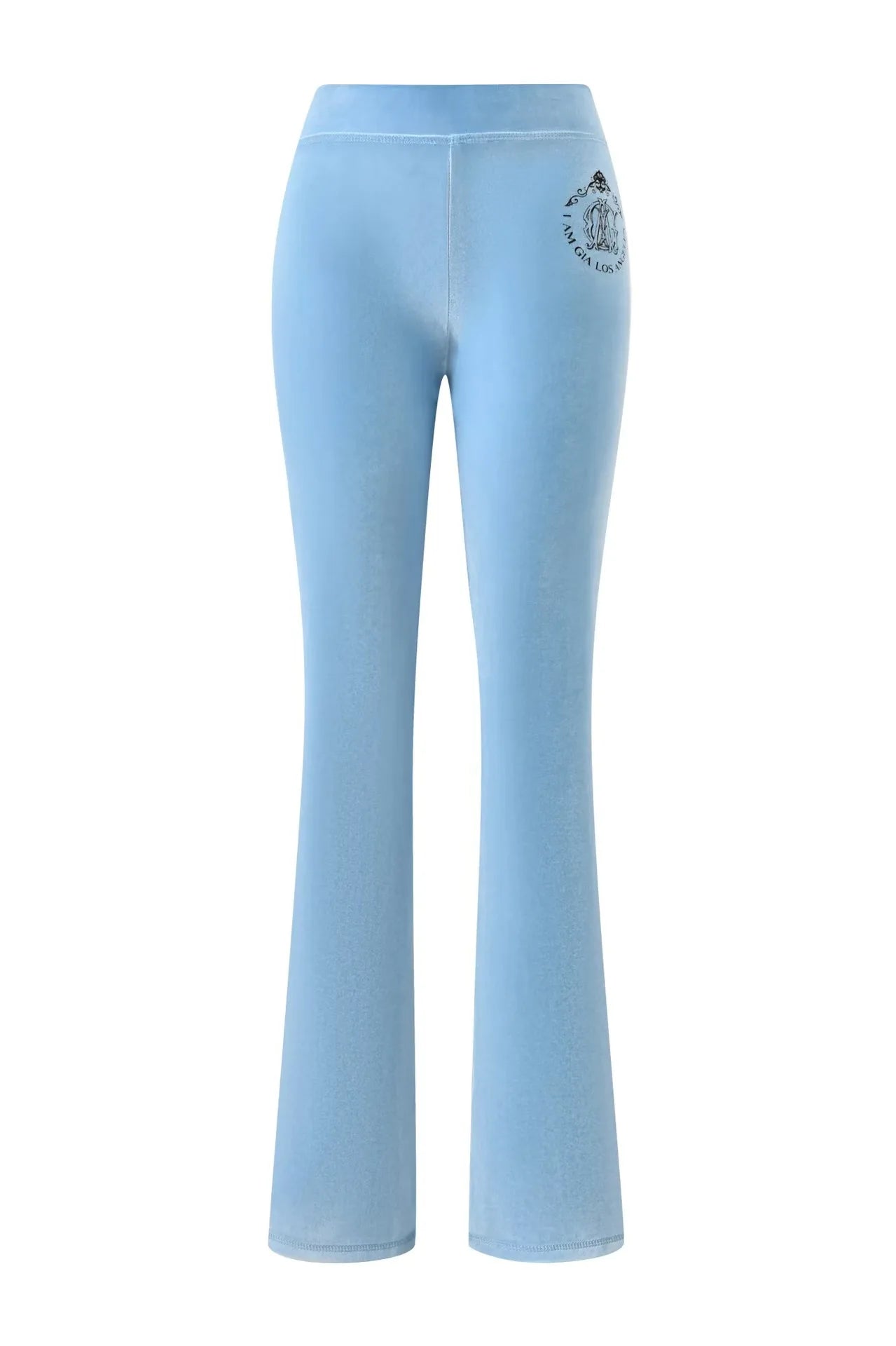 Nouvel ensemble minimaliste confortable GIA : veste à capuche zippée en velours et pantalon ample coupe slim en bleu