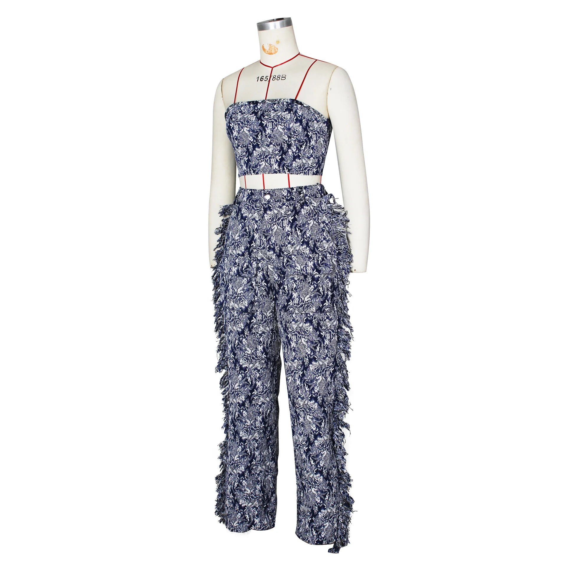 Ensemble 2 Pièces Streetwear — Haut Sexy + Pantalon Cargo Imprimé Floral Taille Élastique Soirée | Printemps 2025
