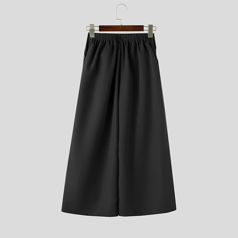 Pantalon Large Couleur Unie — Coupe Irrégulière, Streetwear Décontracté | INCERUN 2026