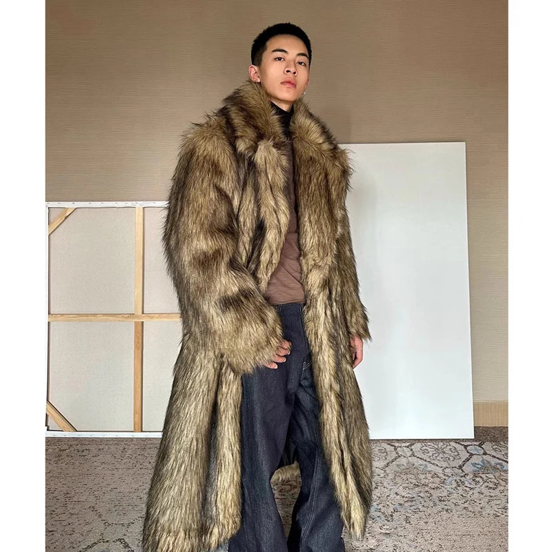 Manteau Long en Fausse Fourrure Homme — Chaud, Coupe-Vent, Grande Taille | LFZLZM