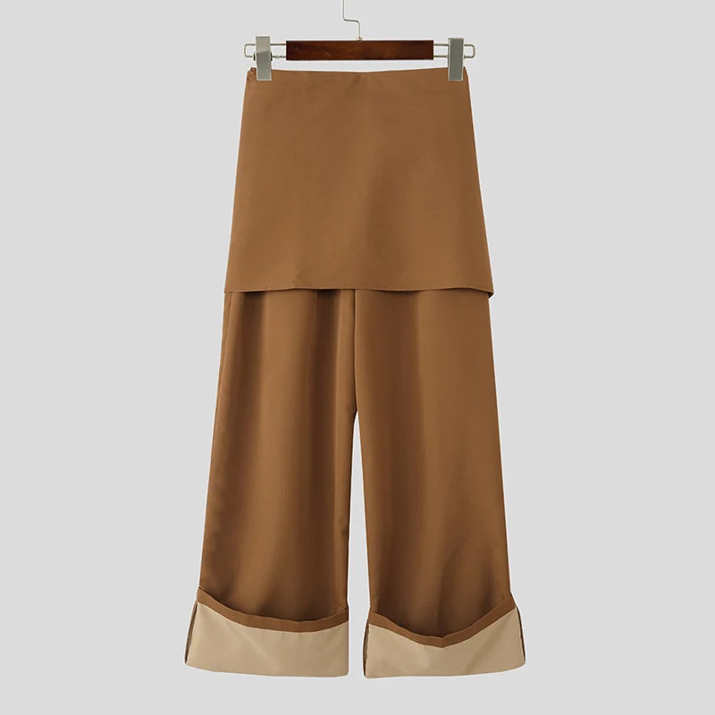 Pantalon Jogger Patchwork Streetwear — Taille Élastique, Coupe Ample à Lacets | INCERUN 2026