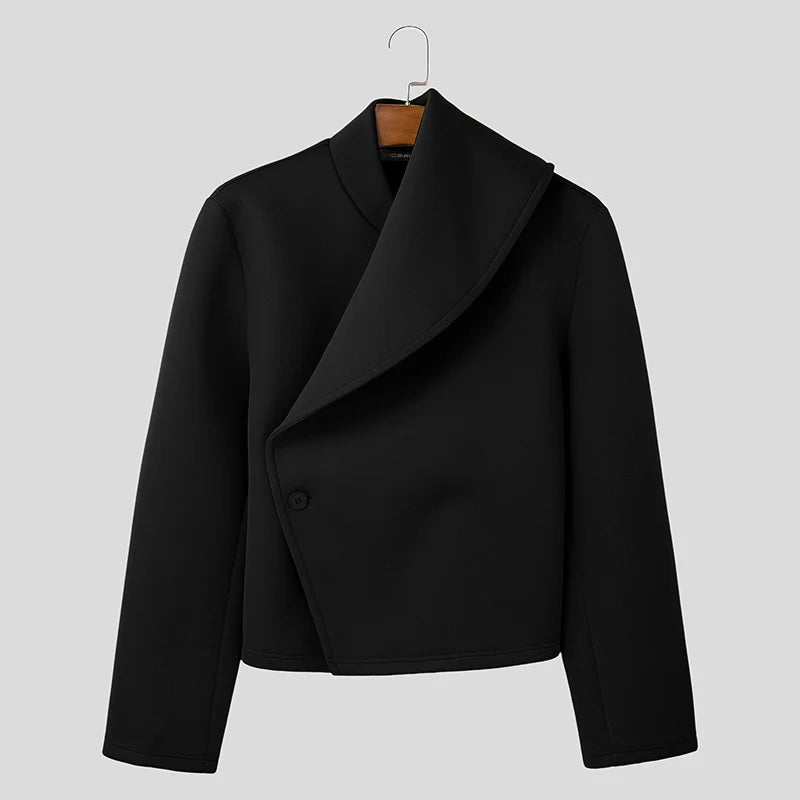 Veste Déconstruite Manches Longues — Couleur Unie, Style Décontracté Élégant | INCERUN 2025