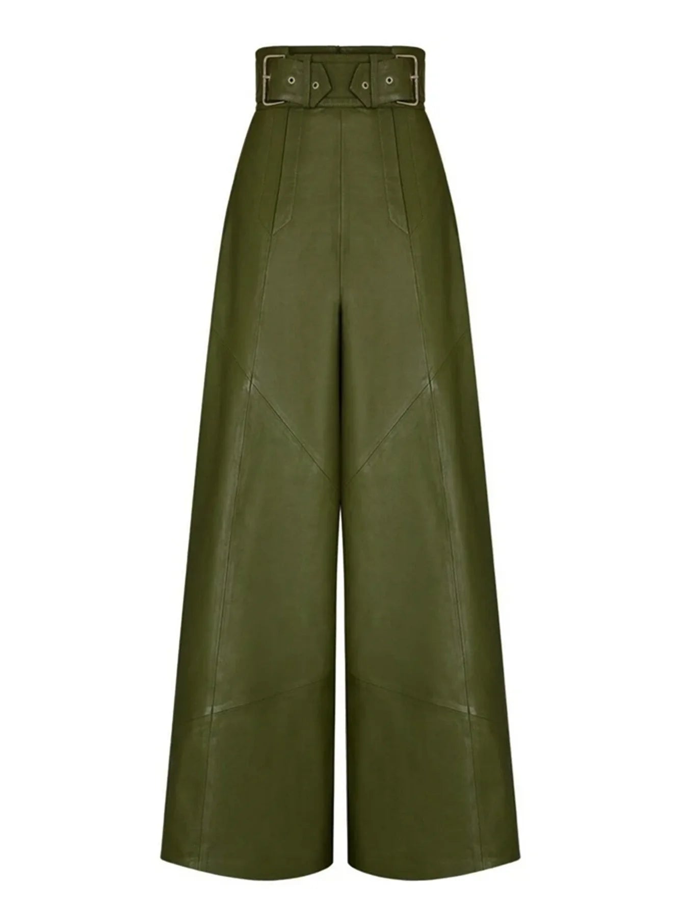 Pantalon Simili Cuir Femme — Taille Haute, Jambe Large, Fermeture Éclair | CM.YAYA 2025