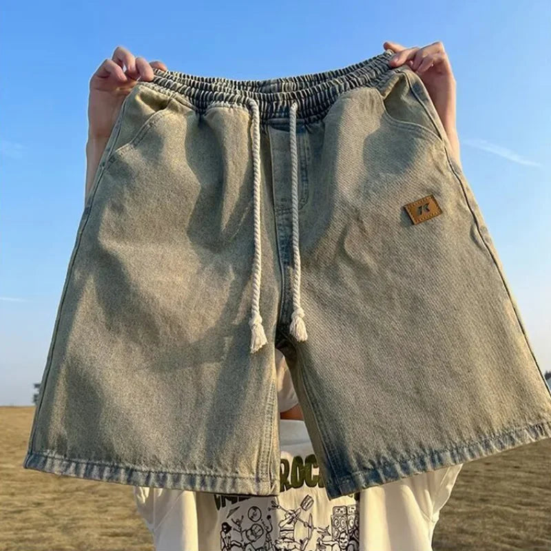 Short Jean Ample Jambe Large Décontracté Sport — Longueur Genou Été Homme 3 Coloris
