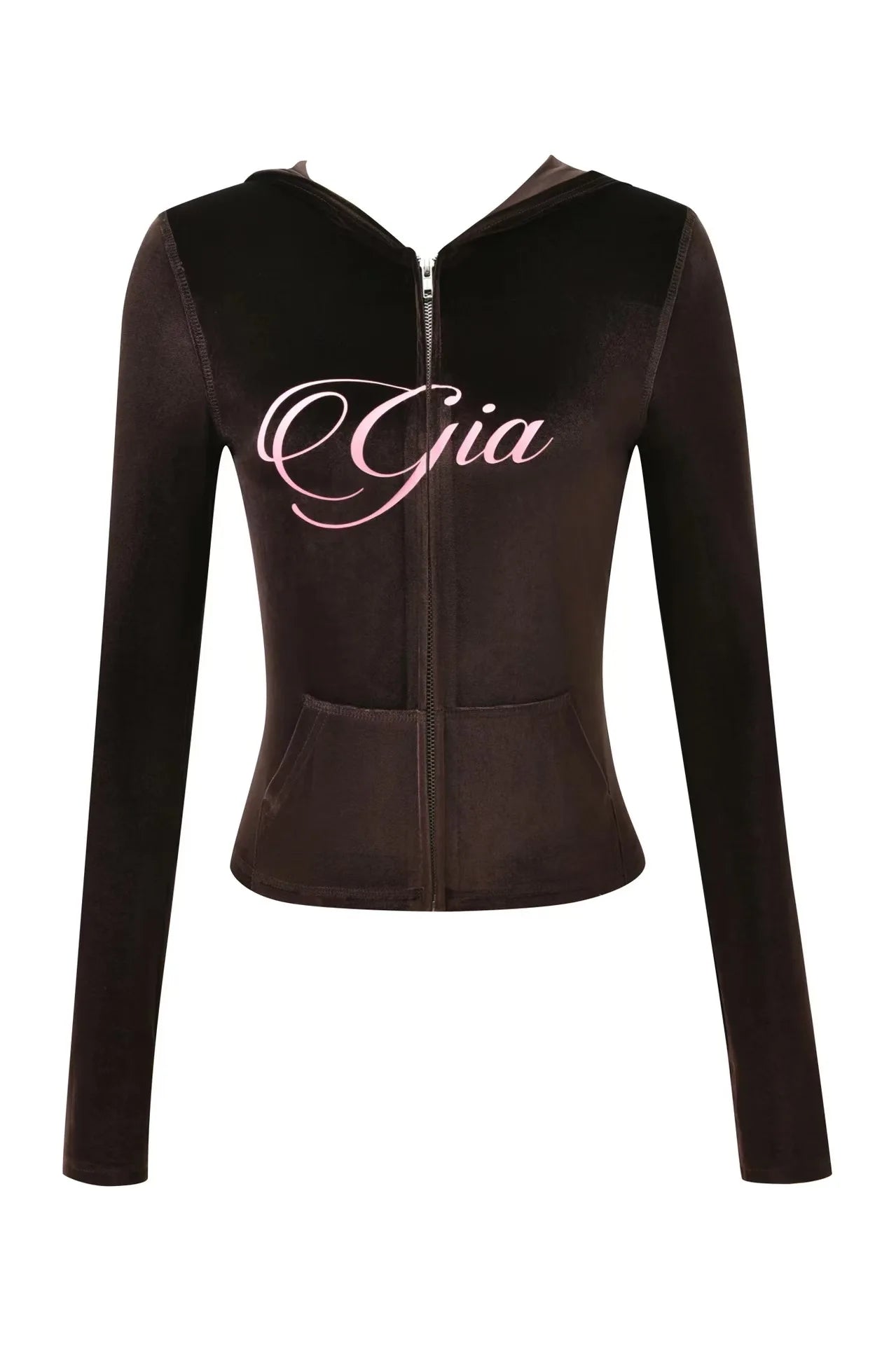 Nouvel ensemble minimaliste confortable GIA : veste à capuche zippée en velours et pantalon ample coupe slim en bleu