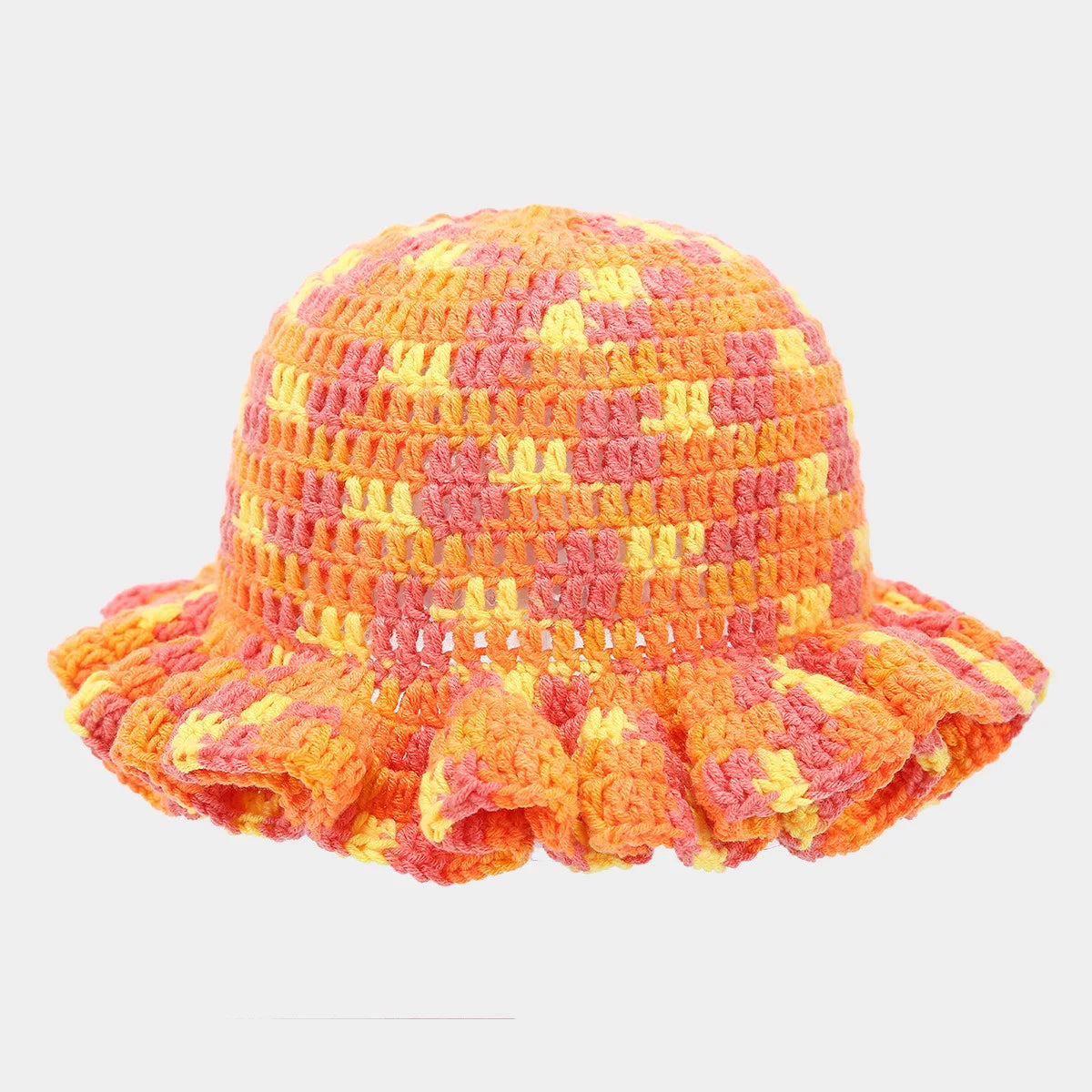 Bob Tricoté Crochet Main — Volants Colorés Tendance Chaud Luxe Artisanal Femme Hiver | CALURIRI
