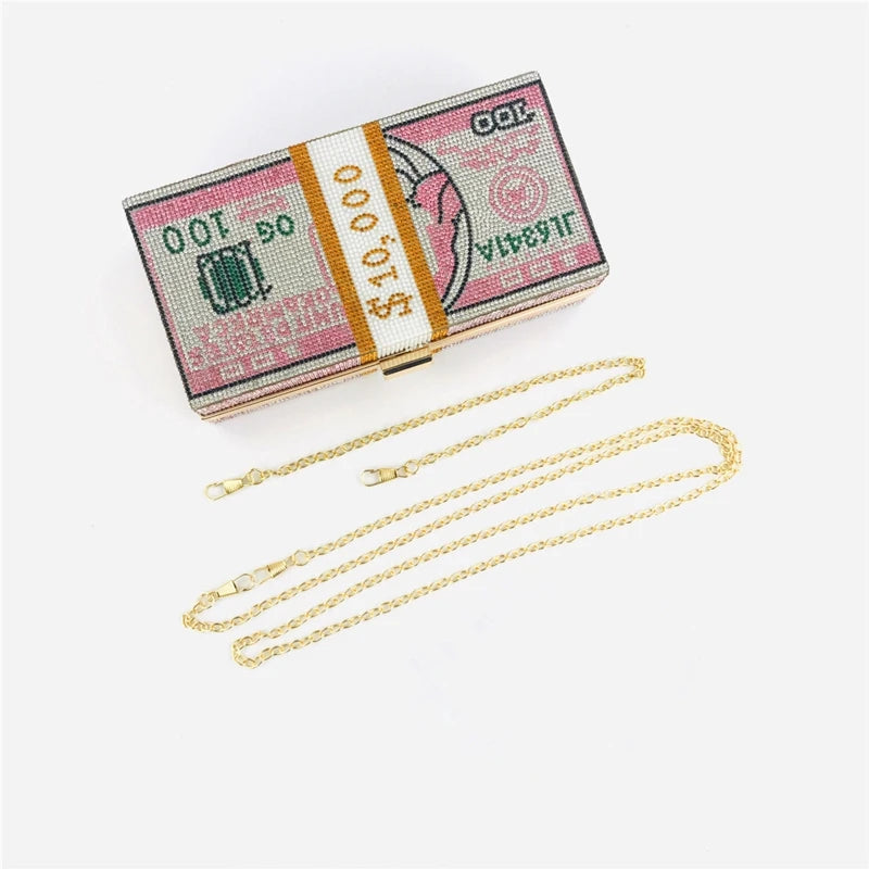 Pochette de Soirée Luxe Décor Diamants — Sac Mariage Fête Rabat Chaîne