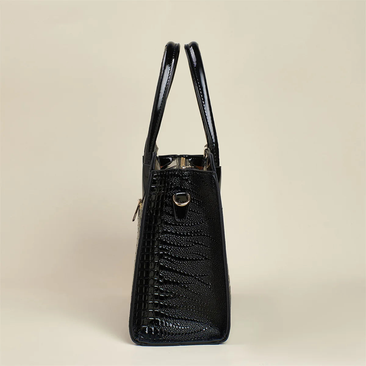 Sac Carré Motif Alligator Grande Capacité — Bandoulière Minimaliste Urbain Luxe