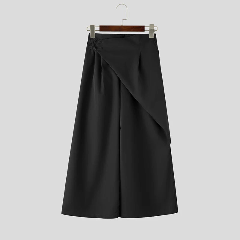 Pantalon Large Couleur Unie — Coupe Irrégulière, Streetwear Décontracté | INCERUN 2026