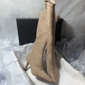 Bottines Cheville Daim Élastique Bout Pointu — Talon Aiguille Sexy Fermeture Éclair