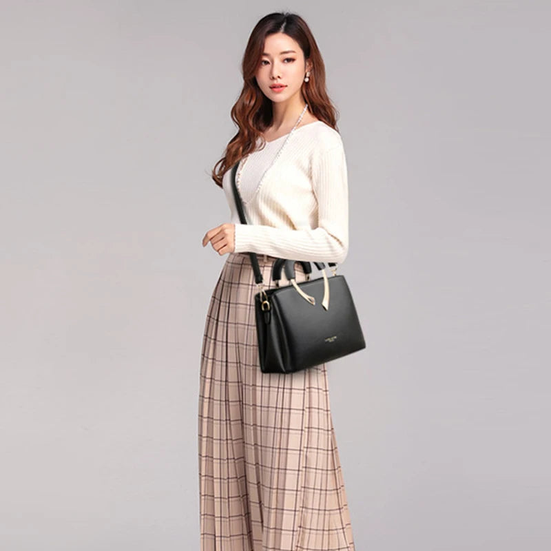 Sac Bandoulière Motif Litchi PU Souple — Fourre-Tout Mode Quotidien 2026
