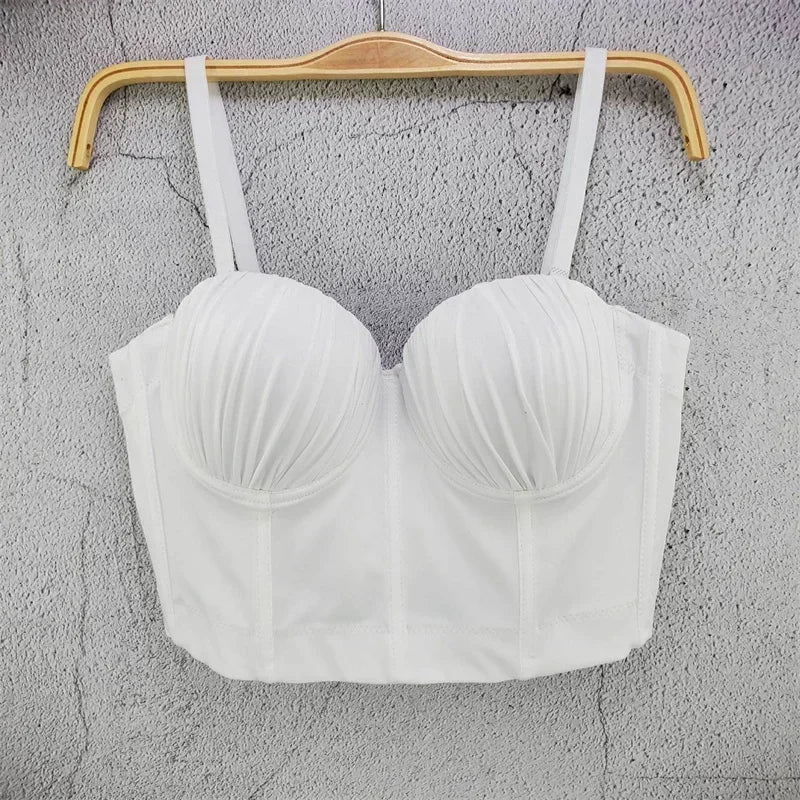Top Corset Court Sexy Y2K Club Décor Perles — Camisole Shaper Été Visivane