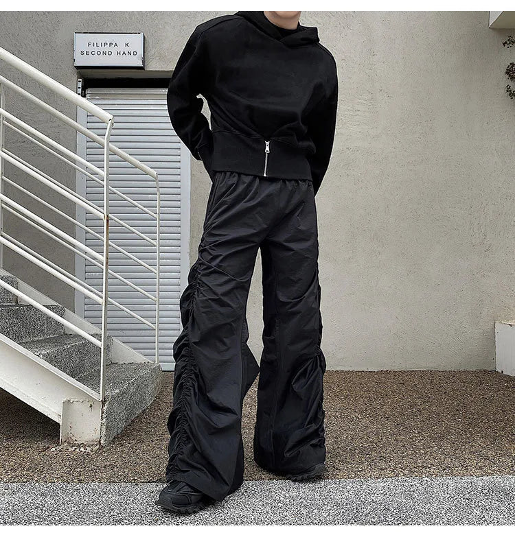 Pantalon Décontracté Homme — Style Sombre Froissé, Taille Élastique | Streetwear