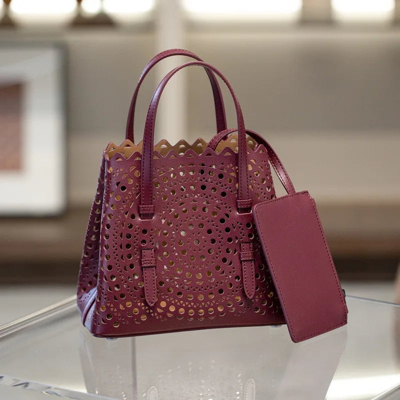 Sac Fourre-Tout Femme Style Niche Rétro – Cuir Véritable Grande Capacité