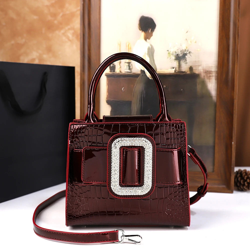 Sac Fourre-Tout Crocodile Incrusté Diamants — Bandoulière Luxe Haut de Gamme