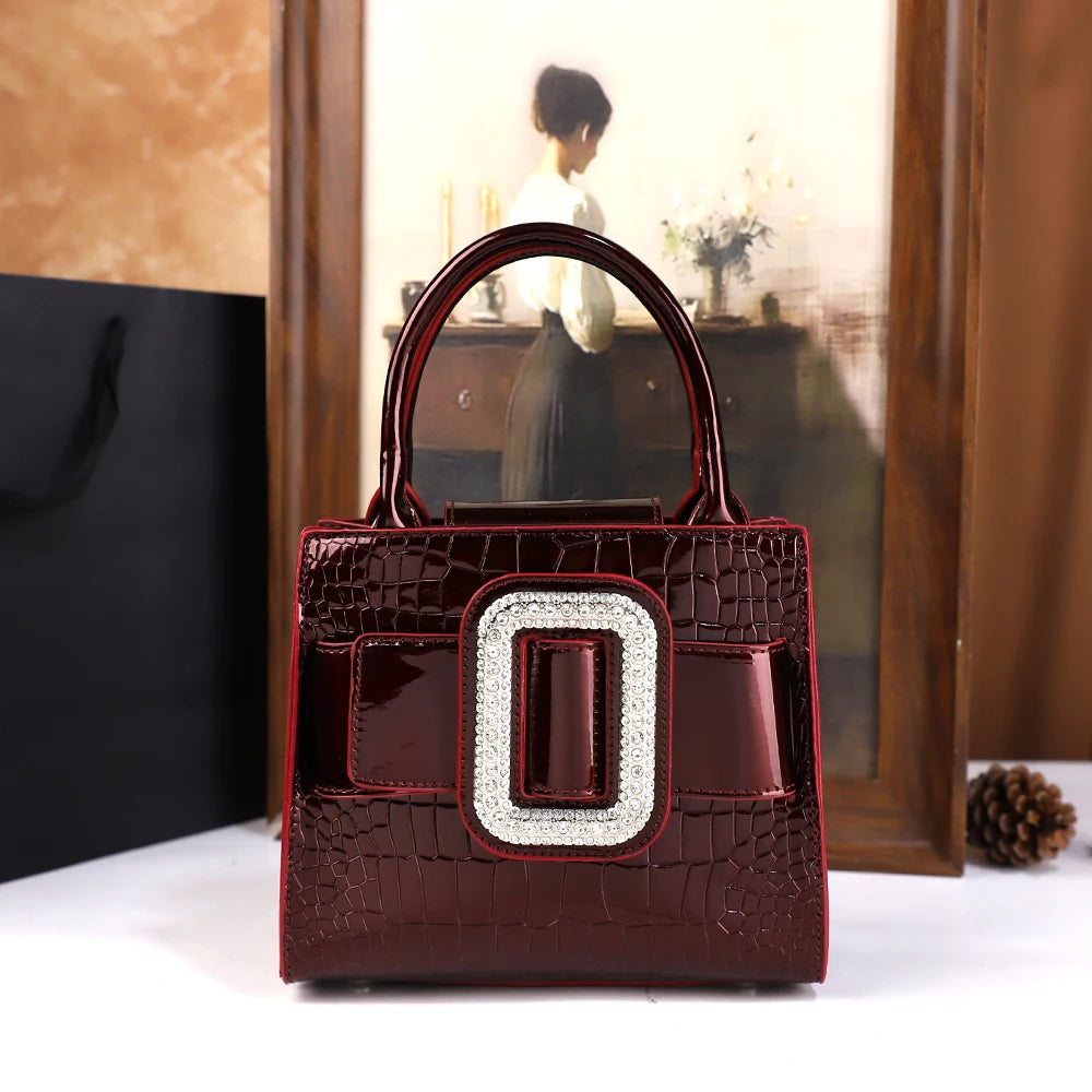 Sac Fourre-Tout Crocodile Incrusté Diamants — Bandoulière Luxe Haut de Gamme